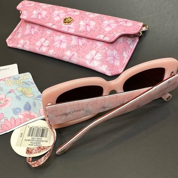NEW LoveShack Fancy Arietta Square Sunglasses BLUSHING QUARTZ Floral Pink NWT - Picture 8 of 12